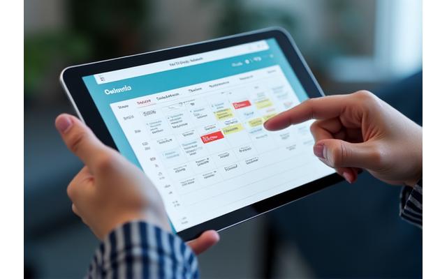 Ilustración de un calendario digital mostrando disponibilidad horaria diversa