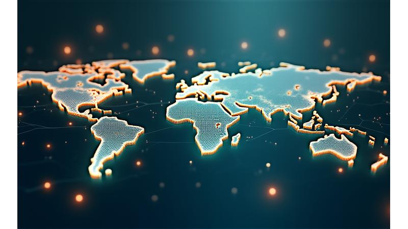 Mapa mundial con iconos representando oportunidades de estudio internacional.