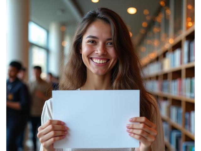 Estudiante celebrando haber obtenido una beca gracias a un alto puntaje.